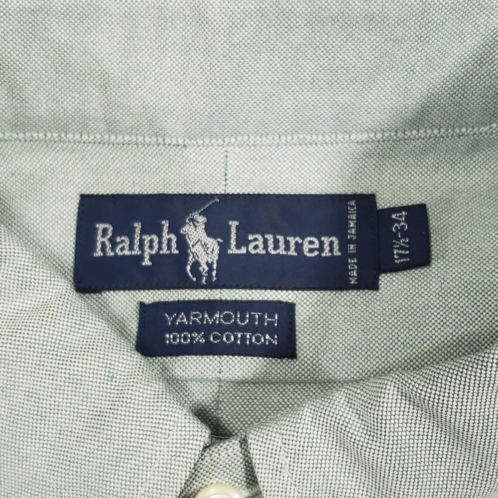 Polo Ralph Lauren NOS Vintage Yarmouth Shirt 17.5 - 34 Green Jacquard Cotton - Picture 3 of 9